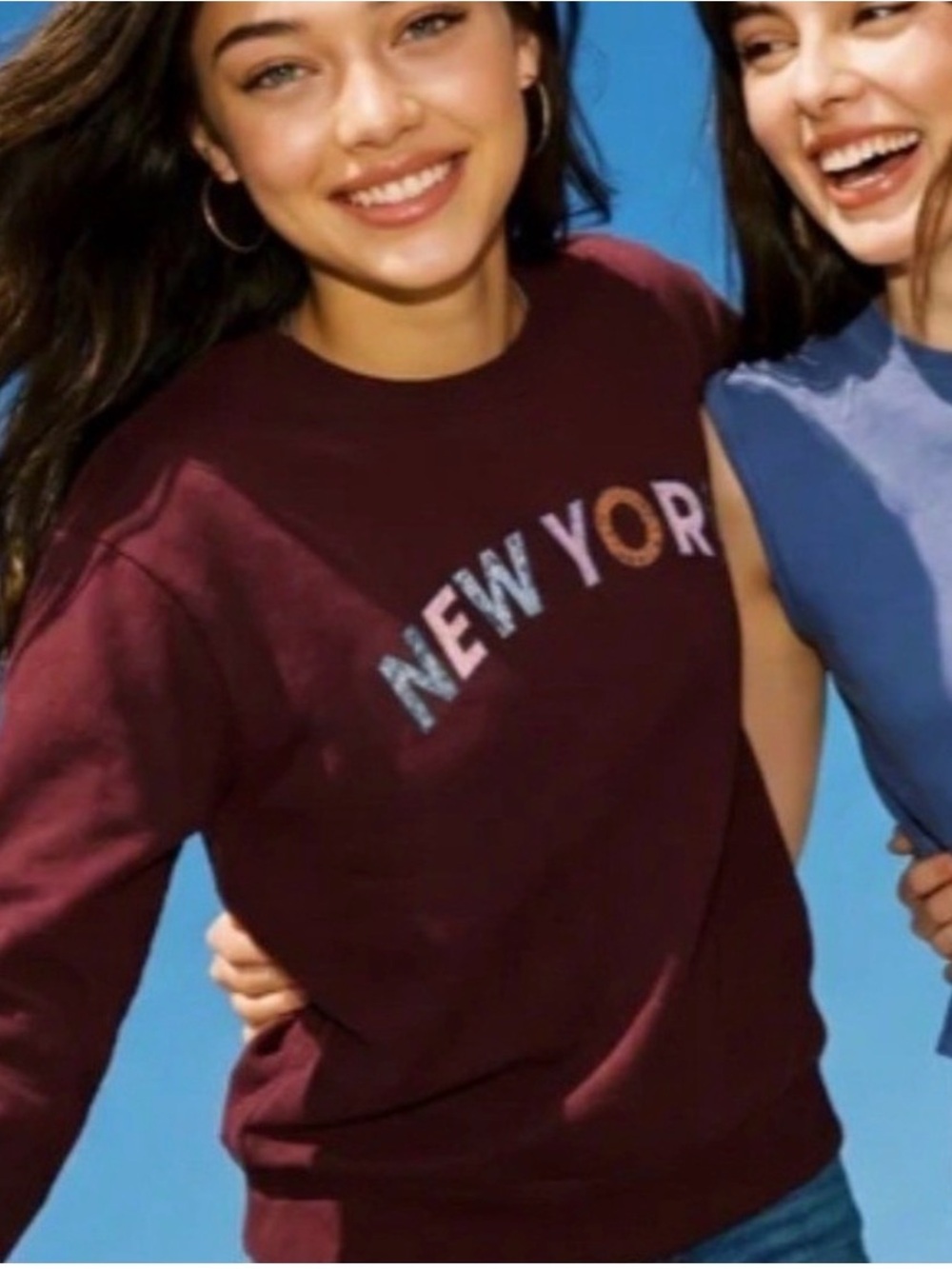 Wildfox Burgundy NEW YORK Appliqué Sweatshirt